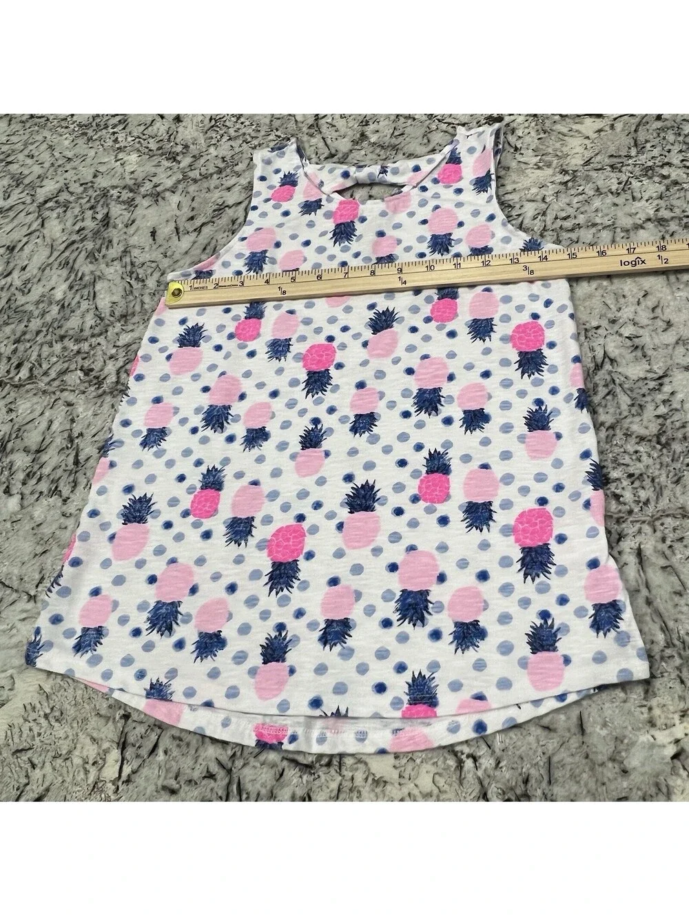 Sonoma SO Girls Size 14 Cutest Tank Tops -Lot Of 2-Blue Sparkles And Pineapples